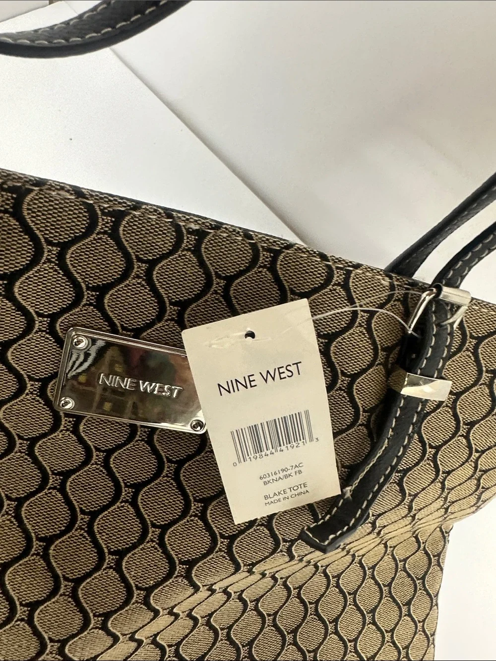 Nine West Tan and Black Geometric Tote